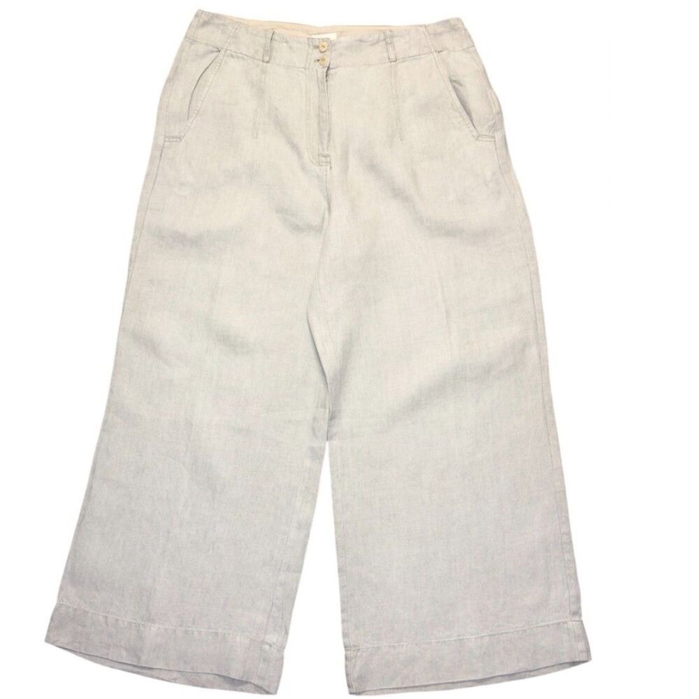 Poetry Women's 100% Linen High-Waisted Wide leg Pockets Beachy Sz: 14